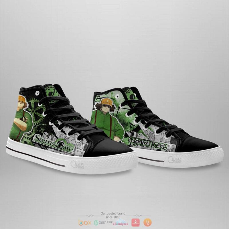 Steins Gate Hashida Itaru high top canvas shoes 4 Steins Gate Hashida Itaru canvas high top shoes 1 2 3