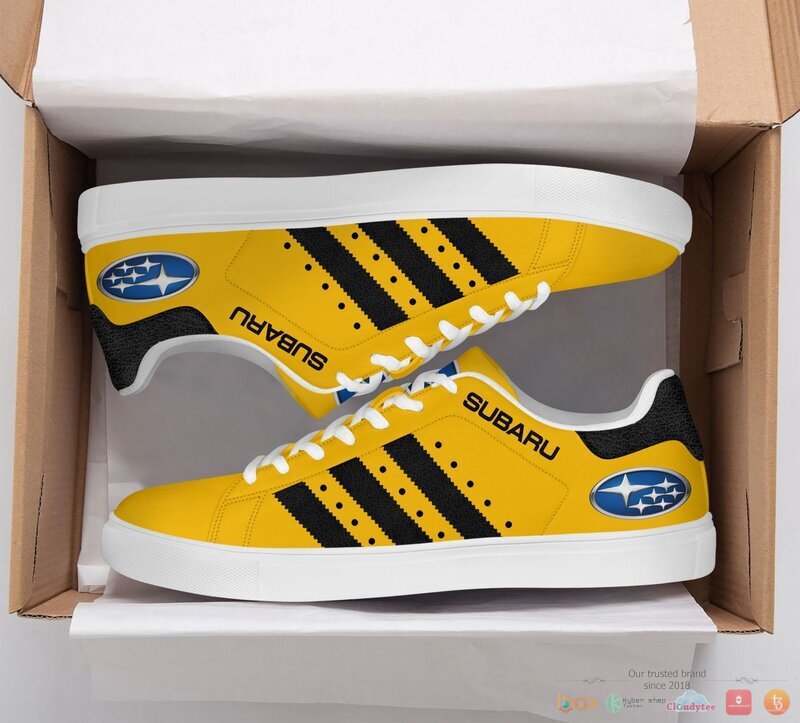 Subaru black yellow Stan Smith low top shoes