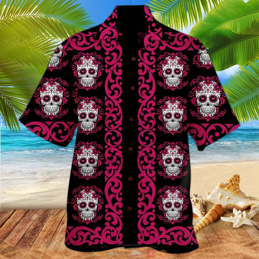 NEW Sugar Skull pink hawaiian shirt 4 Sugar Skull pink hawaiian shirt