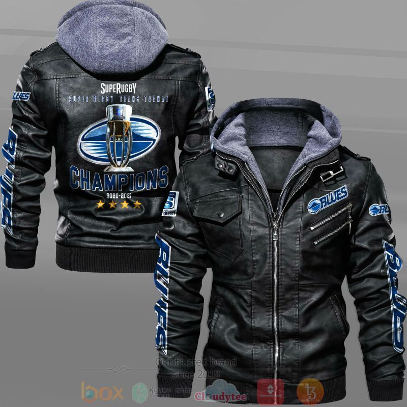 Super Rugby Blues Champions 2020 2021 Leather Jacket