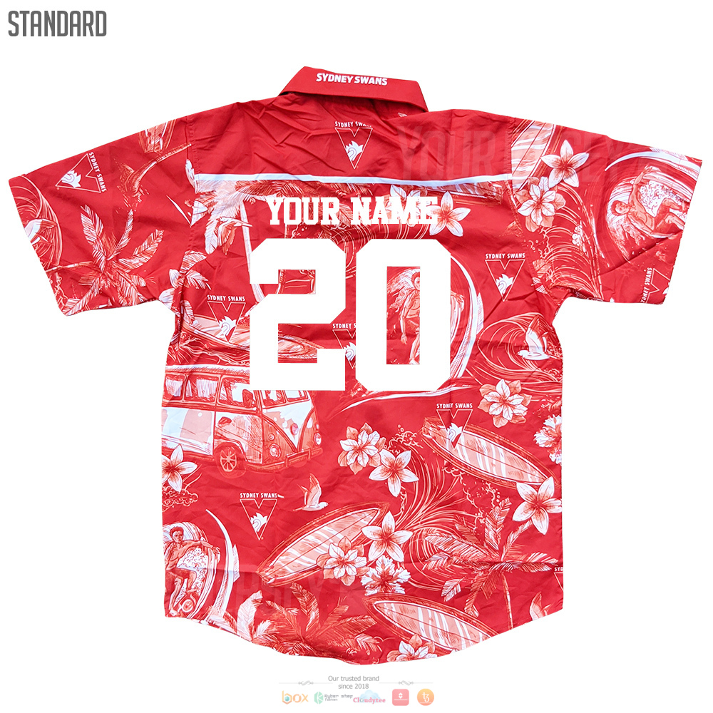 Personalized AFL Sydney Swan Hawaiian shirt 3 Sydney Swan AFL Hawaiian shirt 1 2