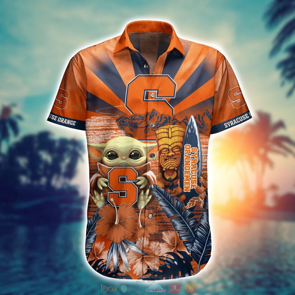 Syracuse Orange Baby Yoda NCAA Hawaiian Shirt, Shorts 2 Syracuse Orange NCAA Baby Yoda Hawaiian Shirt Shorts 1