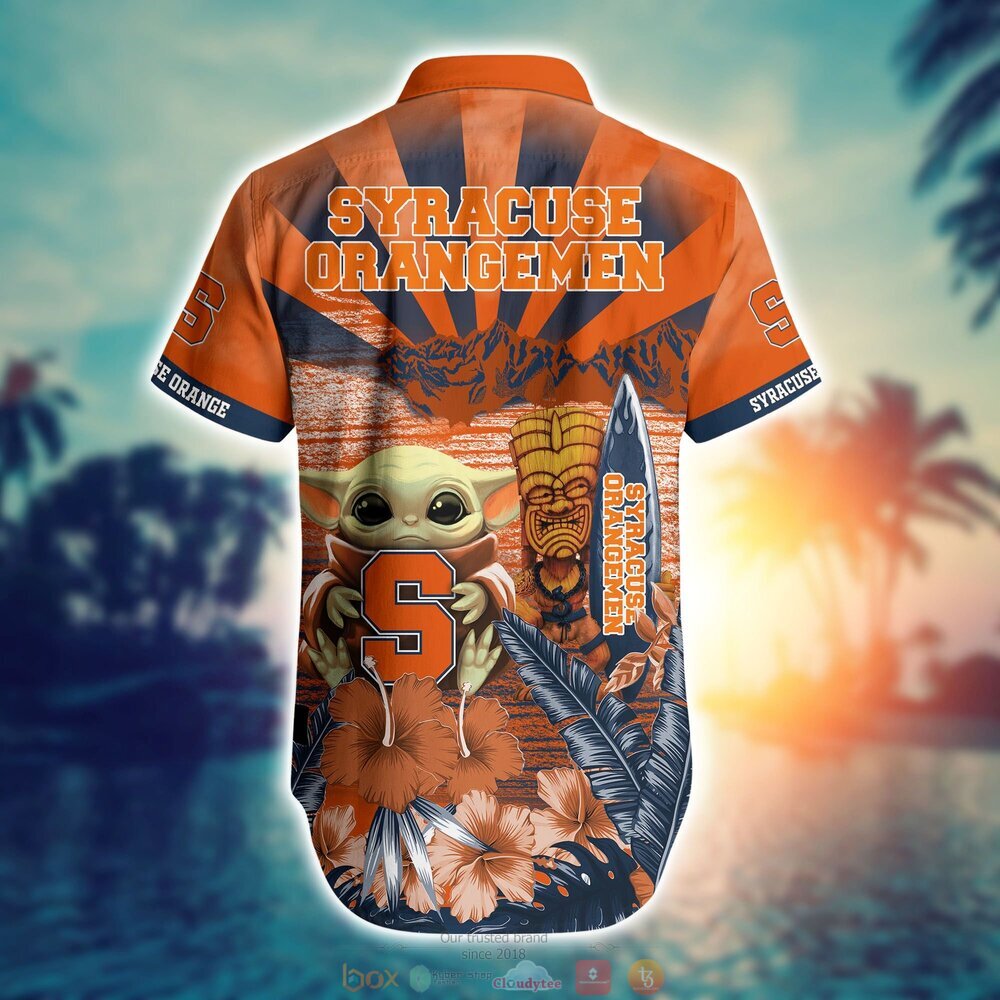 Syracuse Orange Baby Yoda NCAA Hawaiian Shirt, Shorts 3 Syracuse Orange NCAA Baby Yoda Hawaiian Shirt Shorts 1 2