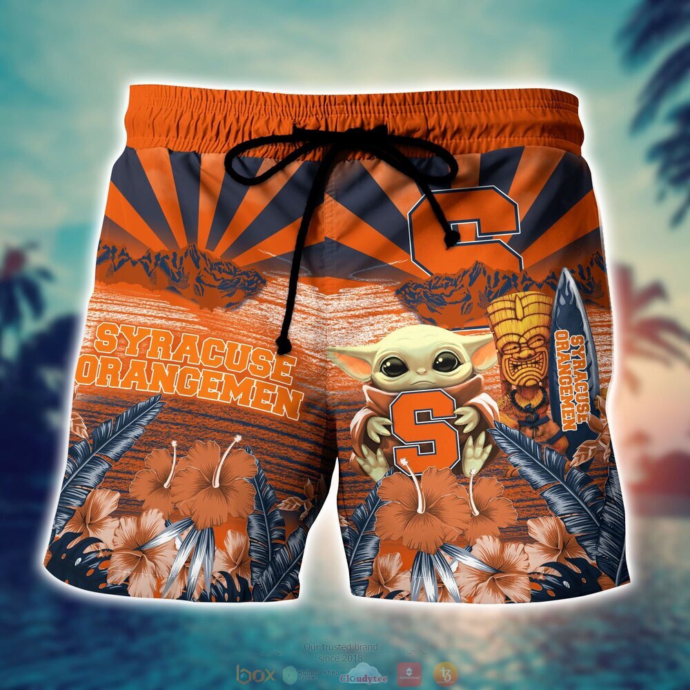 Syracuse Orange Baby Yoda NCAA Hawaiian Shirt, Shorts 4 Syracuse Orange NCAA Baby Yoda Hawaiian Shirt Shorts 1 2 3