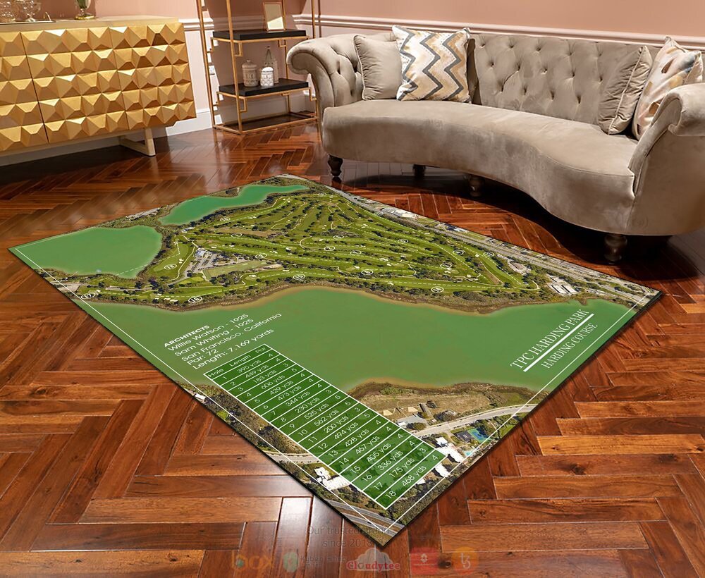 TPC Harding Park Harding Course USA map green rectangle rug 2 TPC Harding Park Harding Course USA map green rug 1