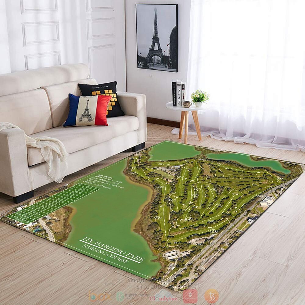 TPC Harding Park Harding Course USA map green rectangle rug 3 TPC Harding Park Harding Course USA map green rug 1 2