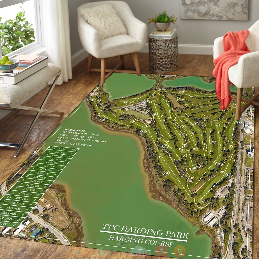 TPC Harding Park Harding Course USA map green rectangle rug 4 TPC Harding Park Harding Course USA map green rug 1 2 3