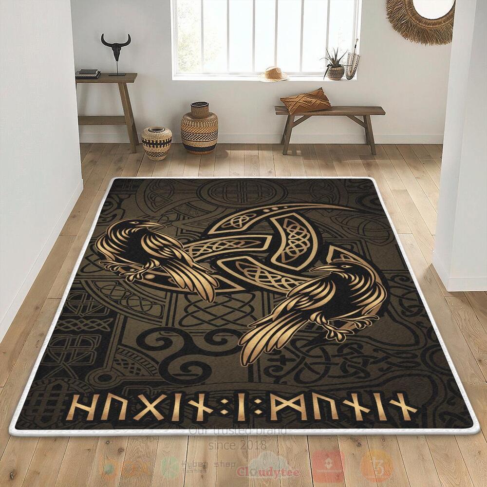 BEST The Triple Horn of Odin Hugin and Munin Viking Area Rug 3 The Triple Horn of Odin Hugin and Munin Viking Area Rug 1 2