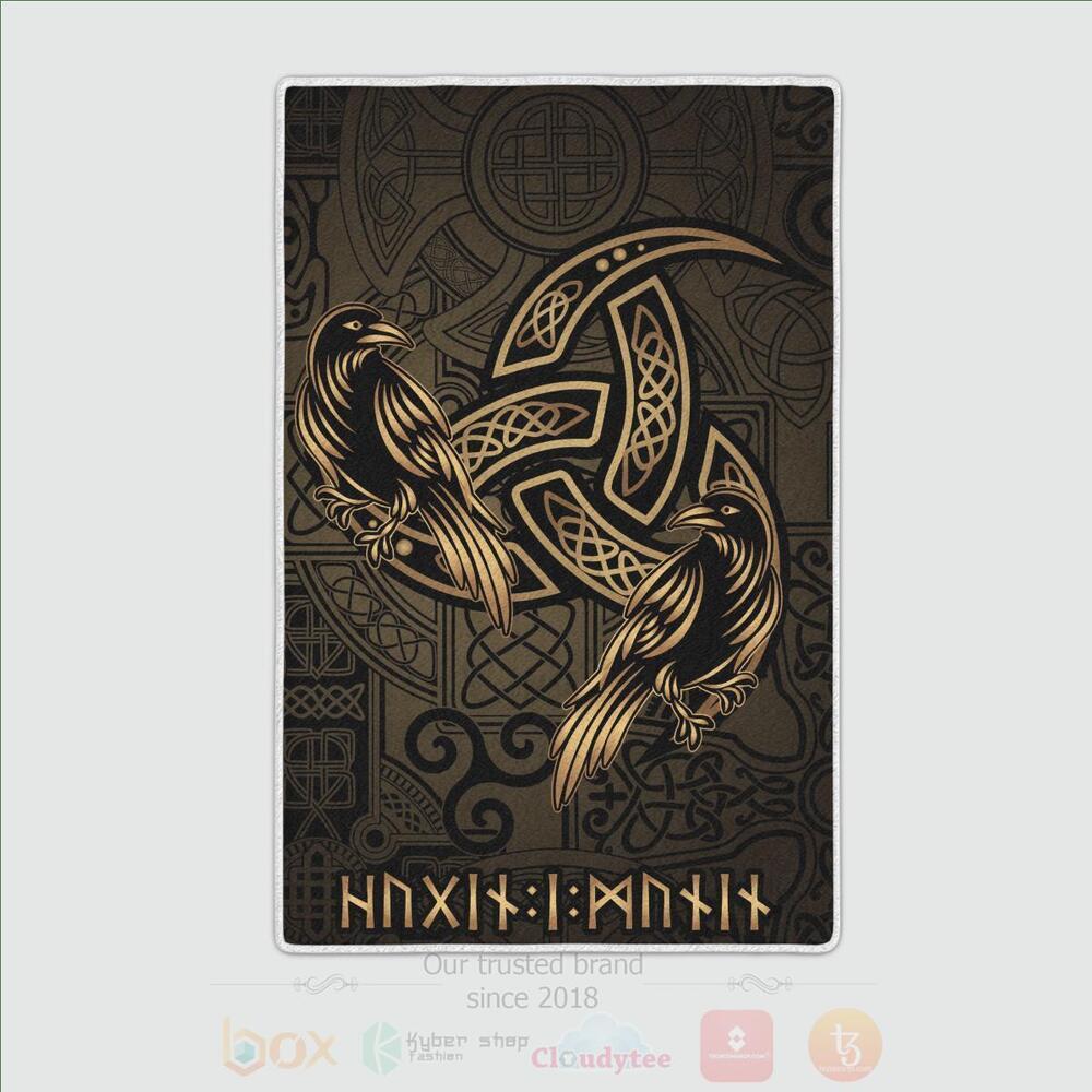 BEST The Triple Horn of Odin Hugin and Munin Viking Area Rug 4 The Triple Horn of Odin Hugin and Munin Viking Area Rug 1 2 3