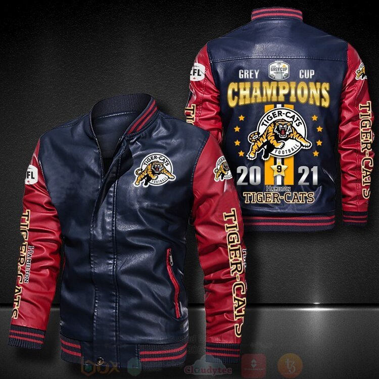 Tiger Cats Grey Cup Champions 2021 Bomber Leather Jacket 1 2 3 4 5 6 7
