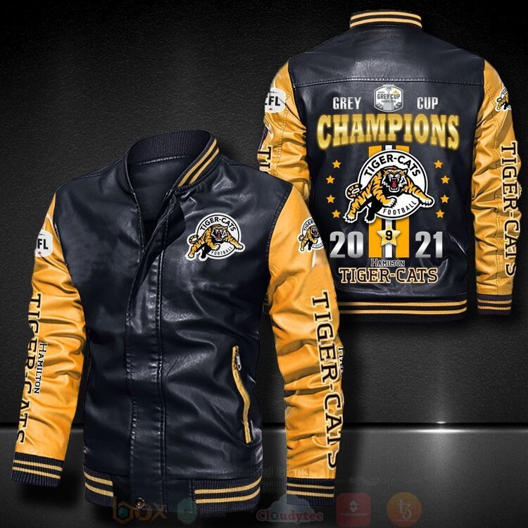 Tiger Cats Grey Cup Champions 2021 Bomber Leather Jacket 1 2 3 4 5 6 7 8 9 10 11