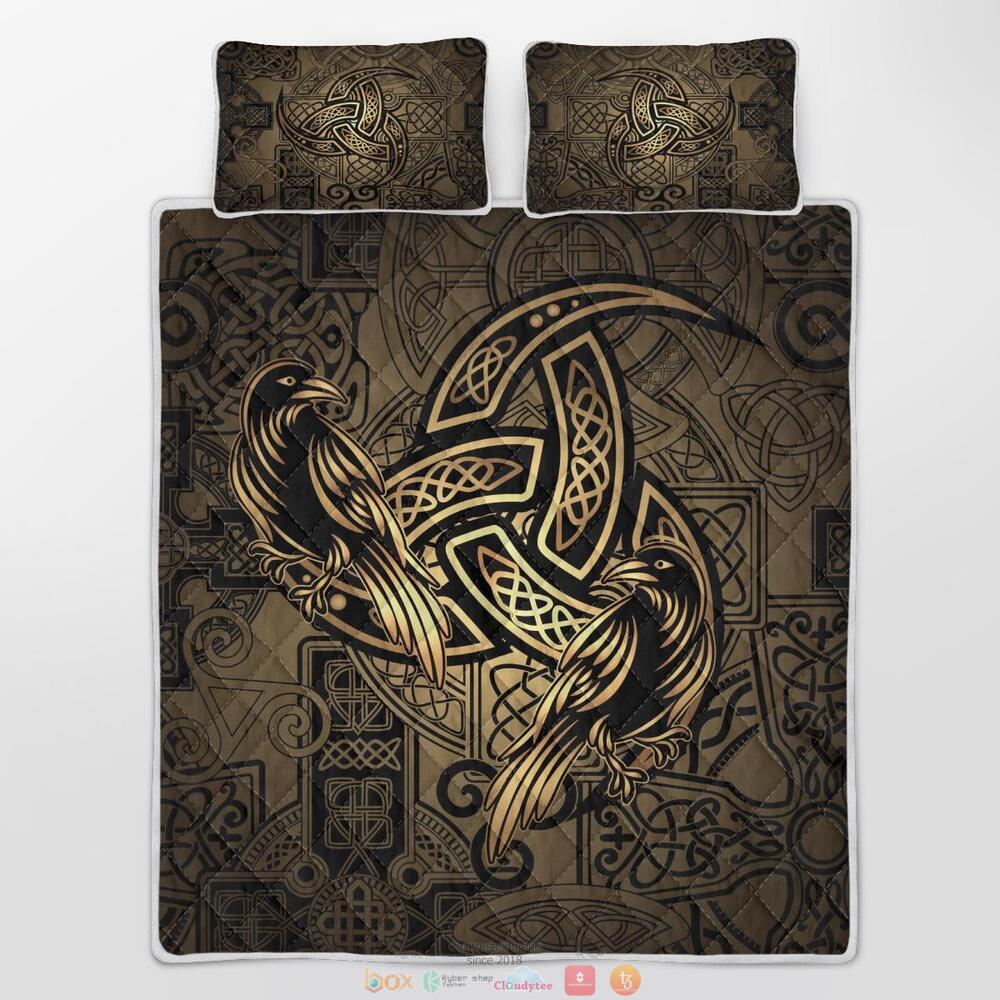 Totem Birds Raven Huginn And Muninn Ravens Of Odin Quilt Bedding Set 1