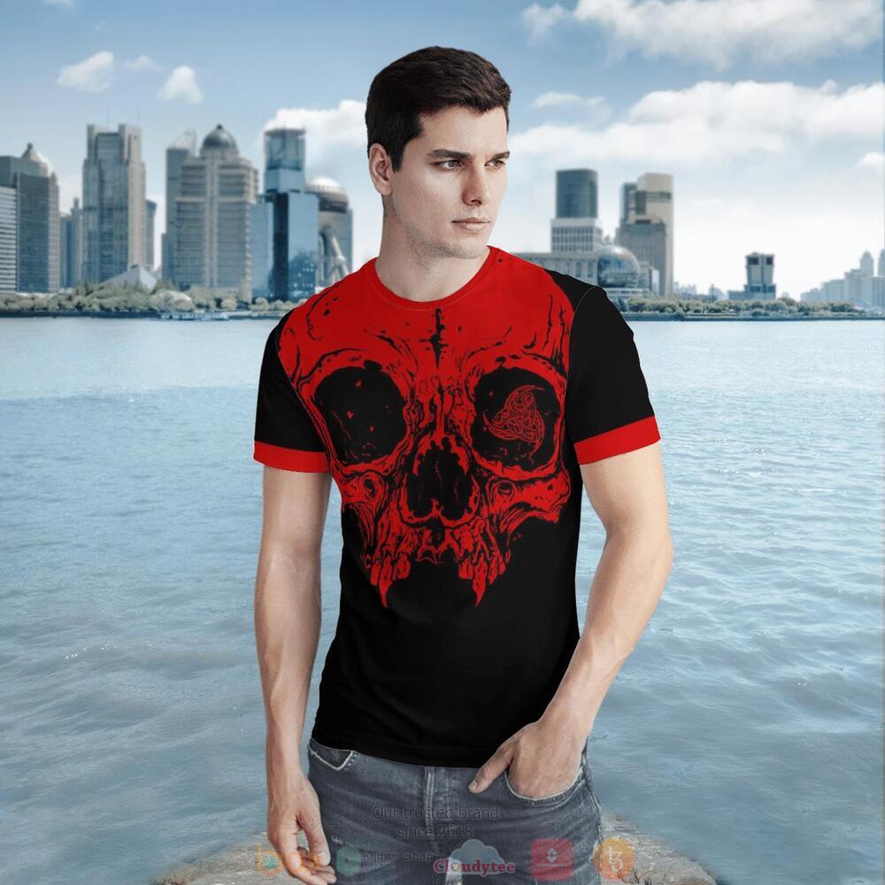 Triple Horn of Odin Skull red black jersey shirt, hoodie 5 Triple Horn of Odin Skull red black 3d shirt hoodie 1 2 3 4