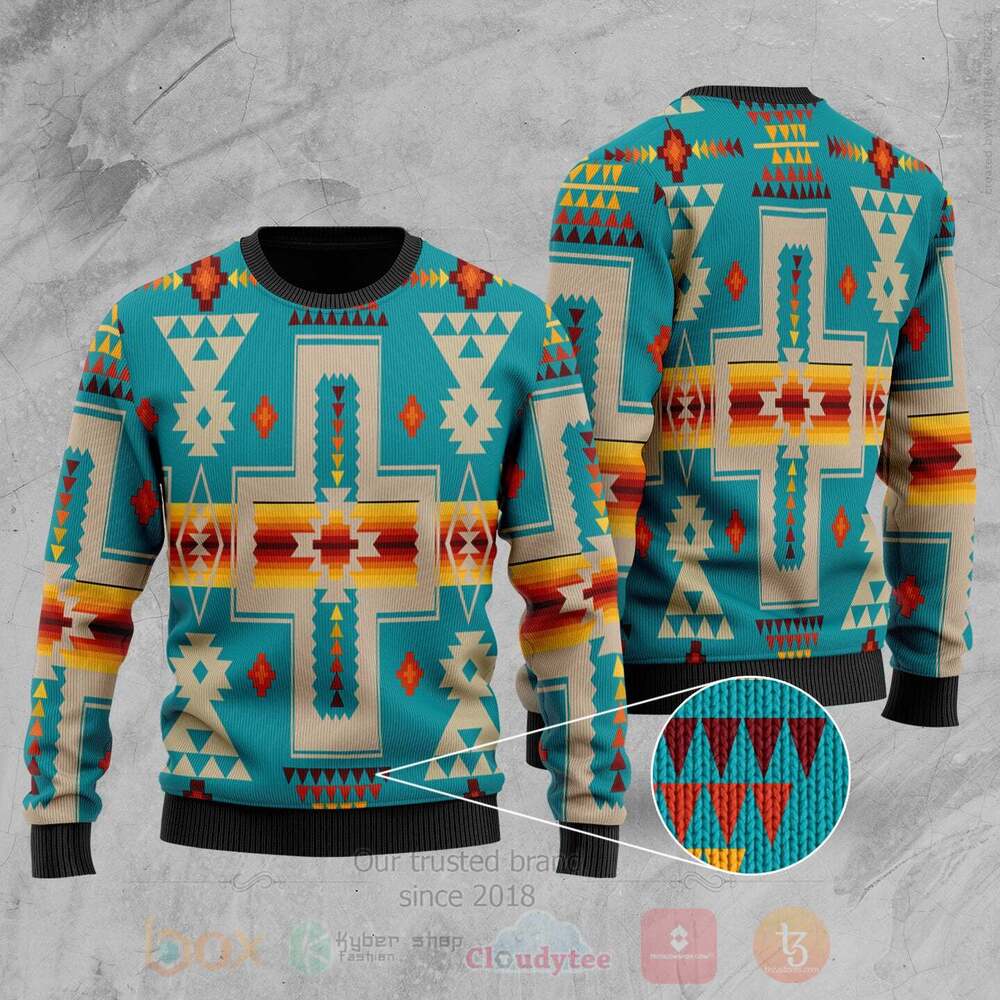 Turquoise Tribe Design Native American Sweater