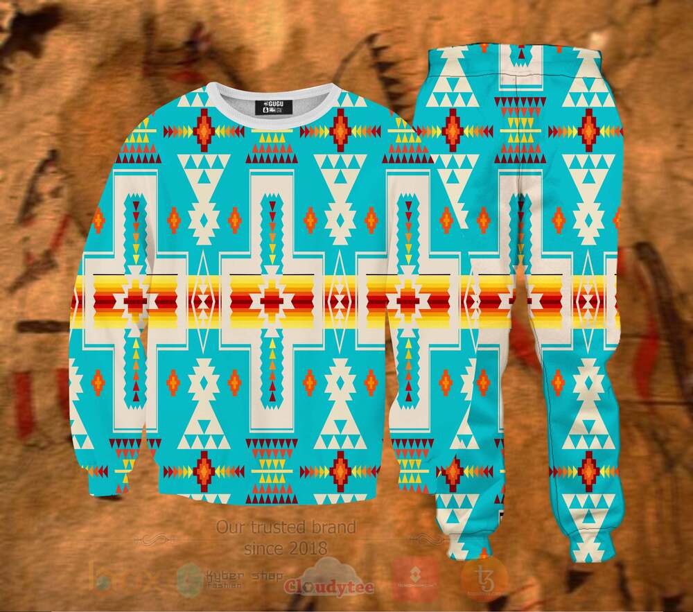 Turquoise Tribe Design Native American Sweatshirt and Sweatpants Set