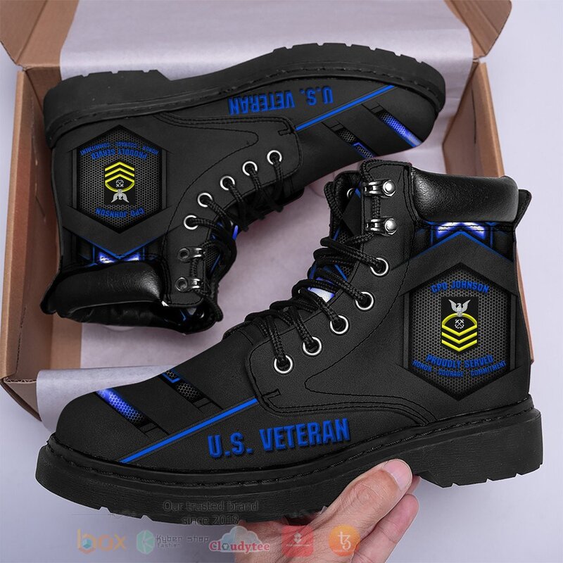US Navy Veteran Proudly Served Honor Courage Commitment Personalized Timberland Boots