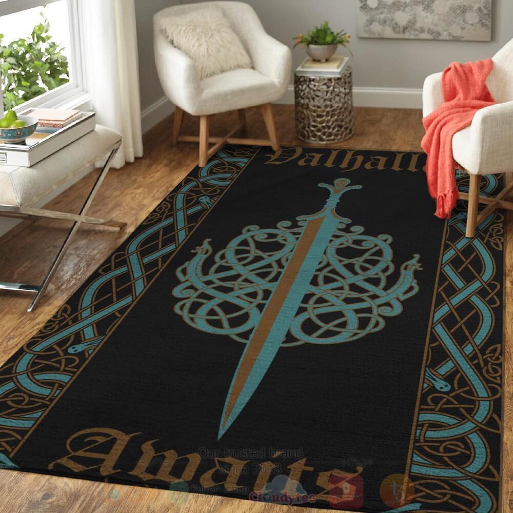 Ulfberht swords Valhalla Awaits Viking Area Rug