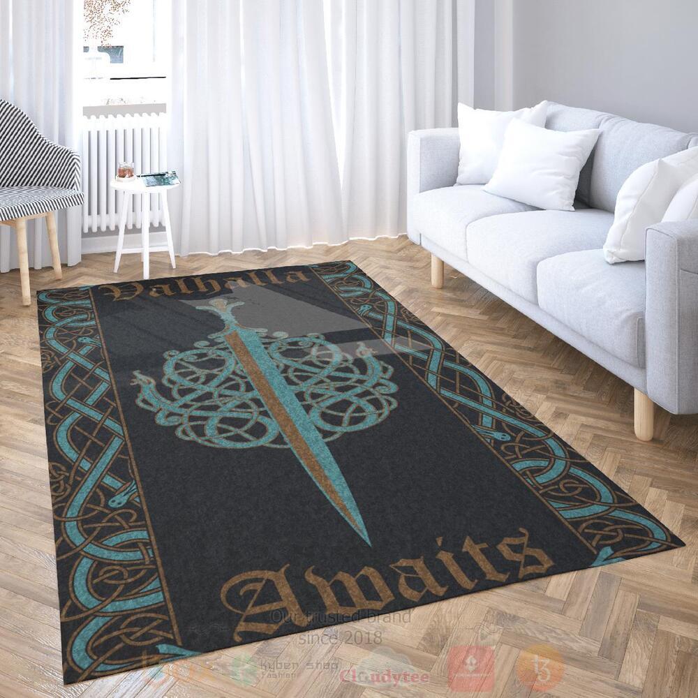 Ulfberht swords Valhalla Awaits Viking Area Rug 1