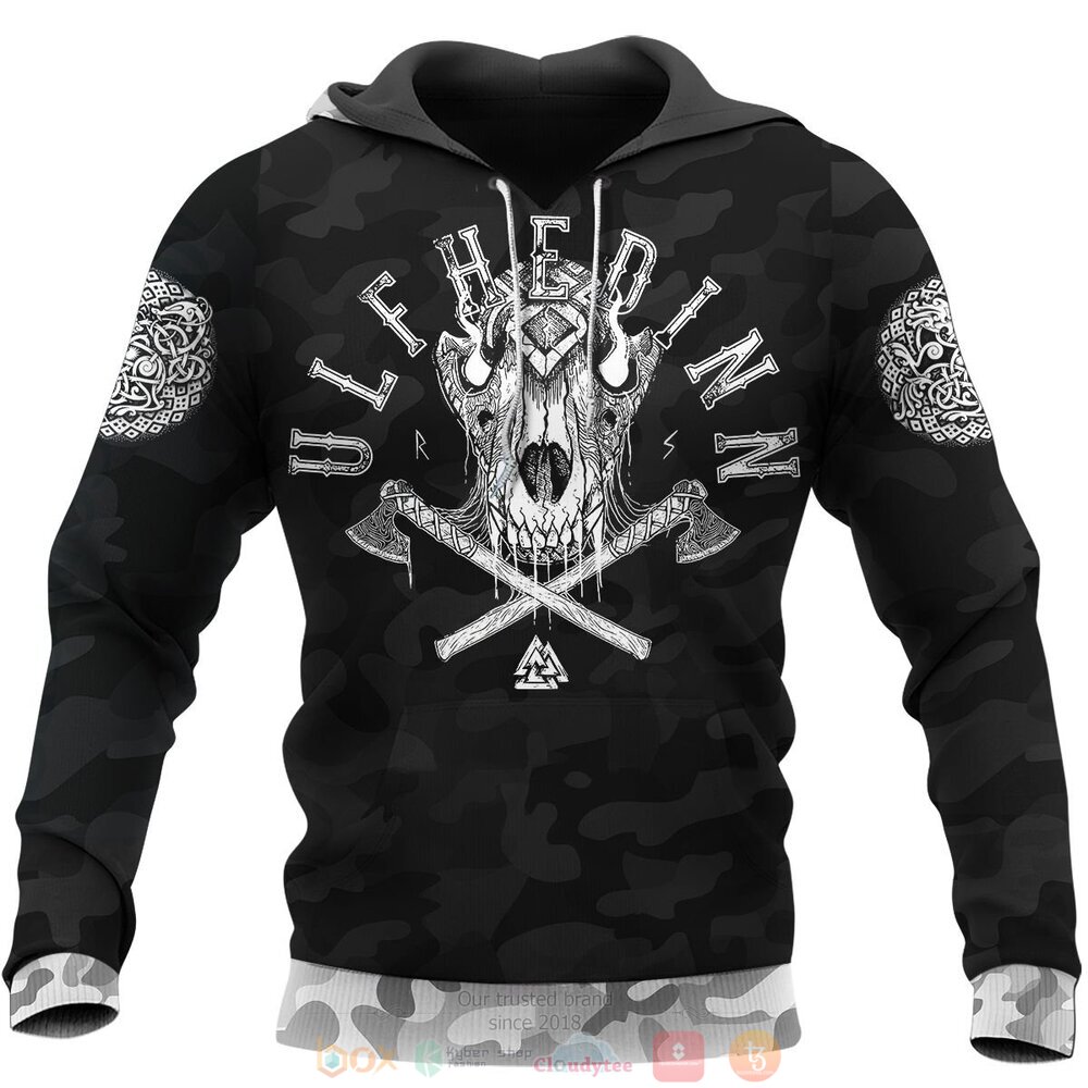 Ulfhedinn Untill Valhalla black camo 3d shirt hoodie