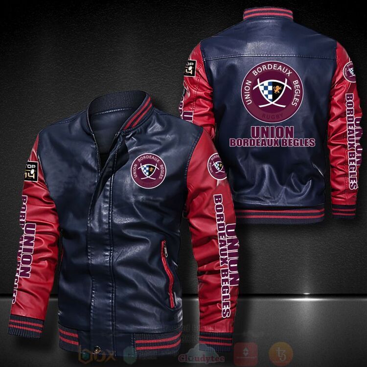 BEST Union Bordeaux Begles 2D Leather Bomber Jacket 4 Union Bordeaux Begles Bomber Leather Jacket 1 2 3