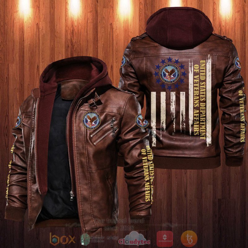 BEST US Department of Veterans Affairs Eagle 2D Leather PU Jacket 2 United States Department of Veterans Affairs Eagle Leather Jacket 1