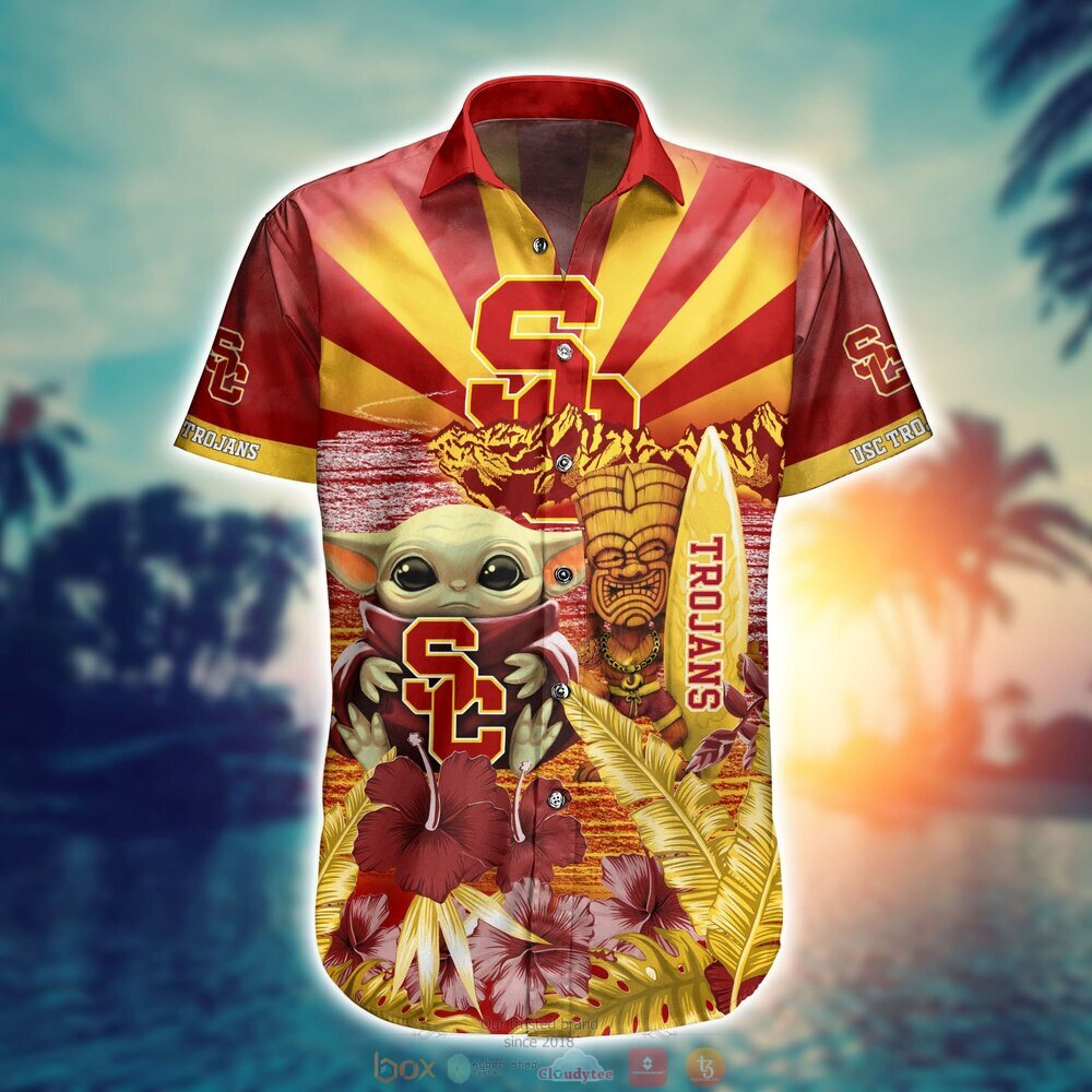 Usc Trojans Baby Yoda NCAA Hawaiian Shirt, Shorts 2 Usc Trojans NCAA Baby Yoda Hawaiian Shirt Shorts 1