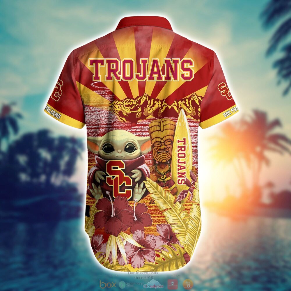 Usc Trojans Baby Yoda NCAA Hawaiian Shirt, Shorts 3 Usc Trojans NCAA Baby Yoda Hawaiian Shirt Shorts 1 2