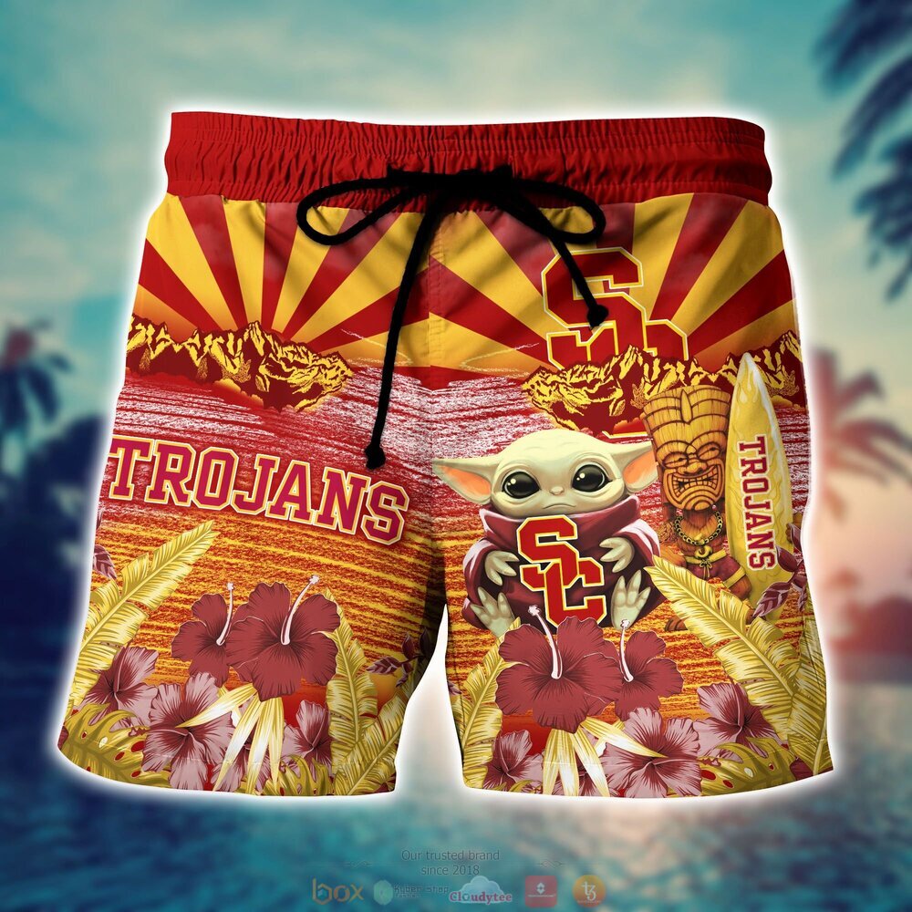 Usc Trojans Baby Yoda NCAA Hawaiian Shirt, Shorts 4 Usc Trojans NCAA Baby Yoda Hawaiian Shirt Shorts 1 2 3