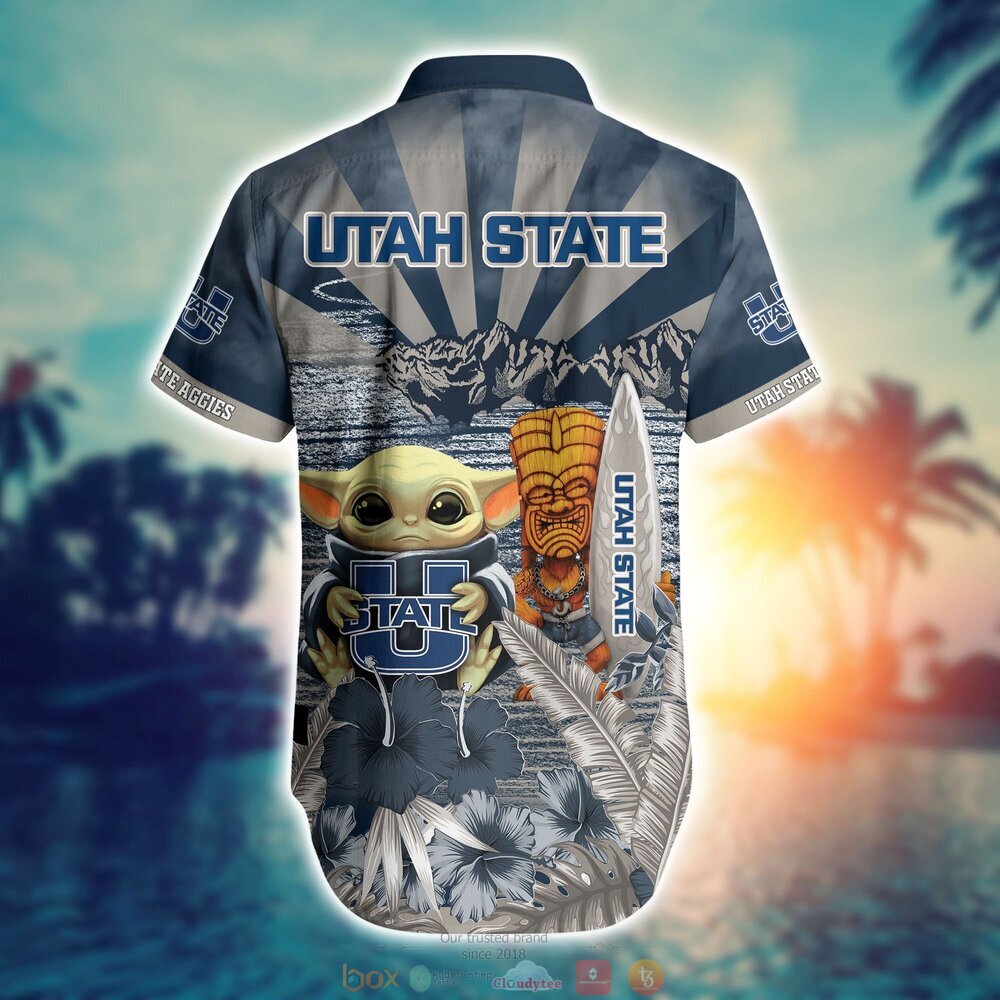 Utah State Aggies Baby Yoda NCAA Hawaiian Shirt, Shorts 3 Utah State Aggies NCAA Baby Yoda Hawaiian Shirt Shorts 1 2