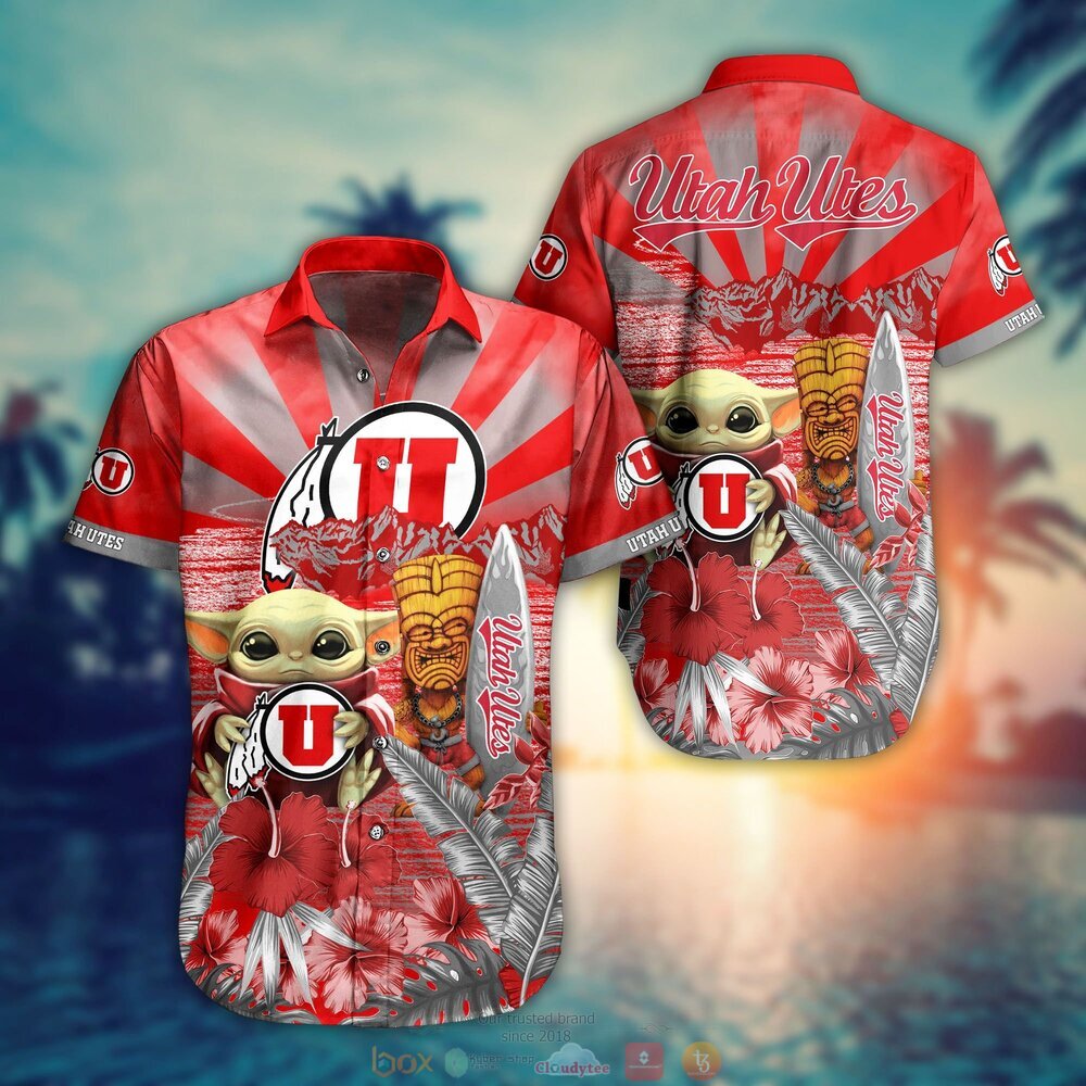 Utah Utes Baby Yoda NCAA Hawaiian Shirt, Shorts 1 Utah Utes NCAA Baby Yoda Hawaiian Shirt Shorts