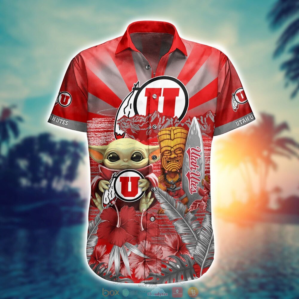 Utah Utes Baby Yoda NCAA Hawaiian Shirt, Shorts 2 Utah Utes NCAA Baby Yoda Hawaiian Shirt Shorts 1