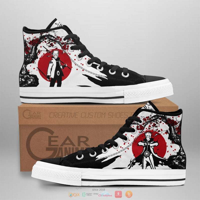 Uzumaki Bijuu Anime Naruto canvas high top shoes