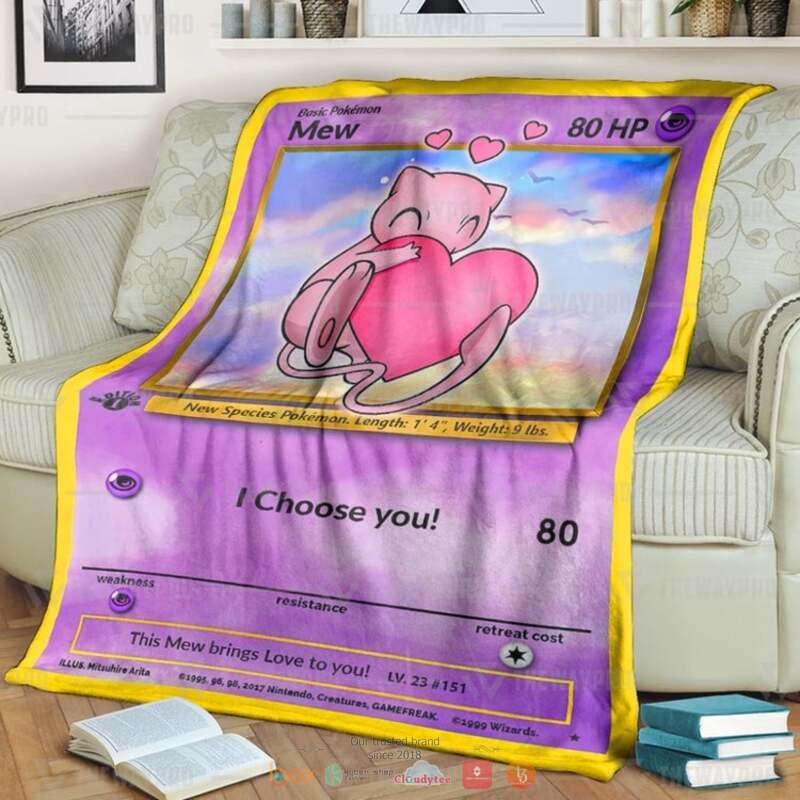 Valentine Pokemon Mew I Choose You Blanket