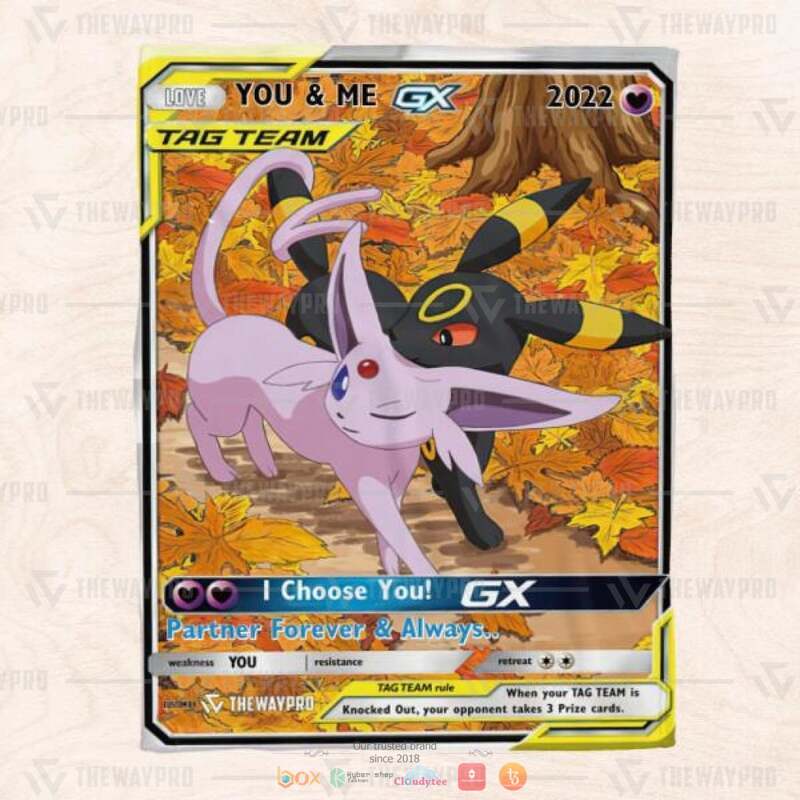Valentine Pokemon Tag Team Eevee Couple you and me Blanket 1 2