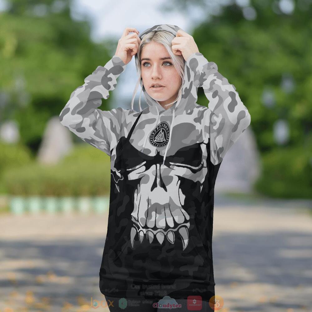 Valknut Skull Viking white black camo jersey shirt, hoodie 6 Valknut Skull Viking white black camo 3d shirt hoodie 1 2 3 4 5