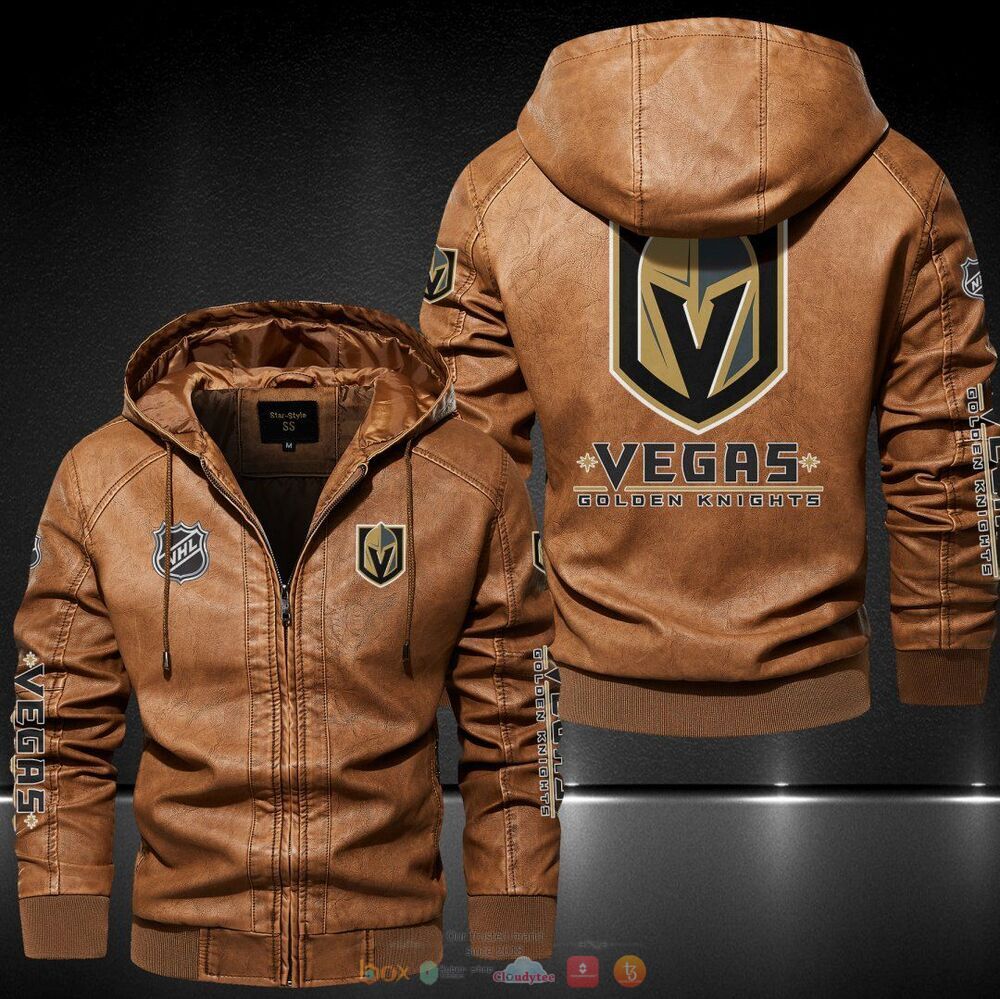 Vegas Golden Knights NHL Hat Leather Jacket 3 Vegas Golden Knights NHL Leather Jacket Hat 1 2