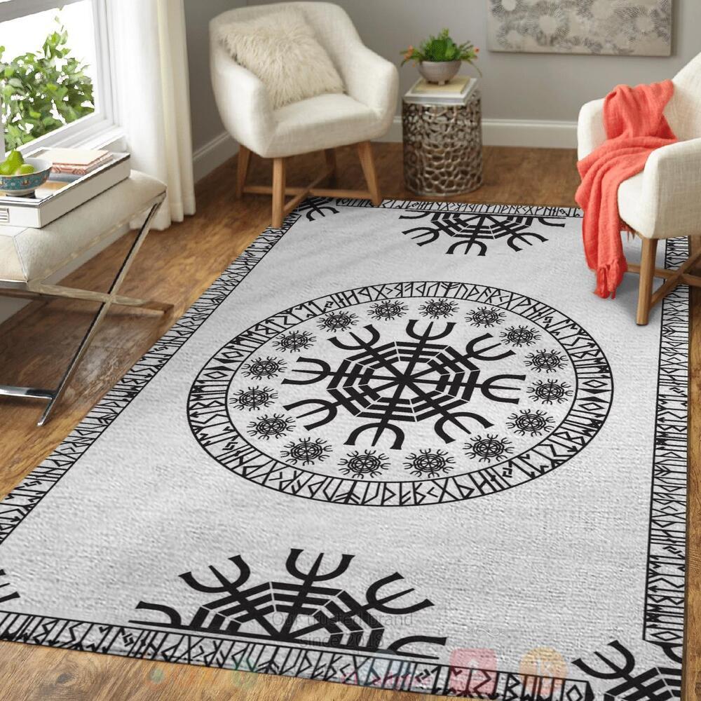 Vegvisir And Rune Ver4 Viking Area Rug