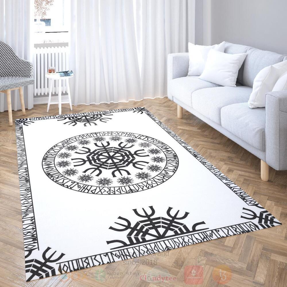 Vegvisir And Rune Ver4 Viking Area Rug 1