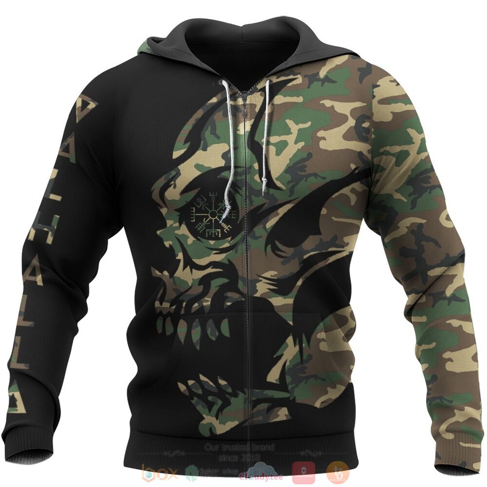 Vegvisir Skull Valhalla black green camo jersey shirt, hoodie 3 Vegvisir Skull Valhalla black green camo 3d shirt hoodie 1 2