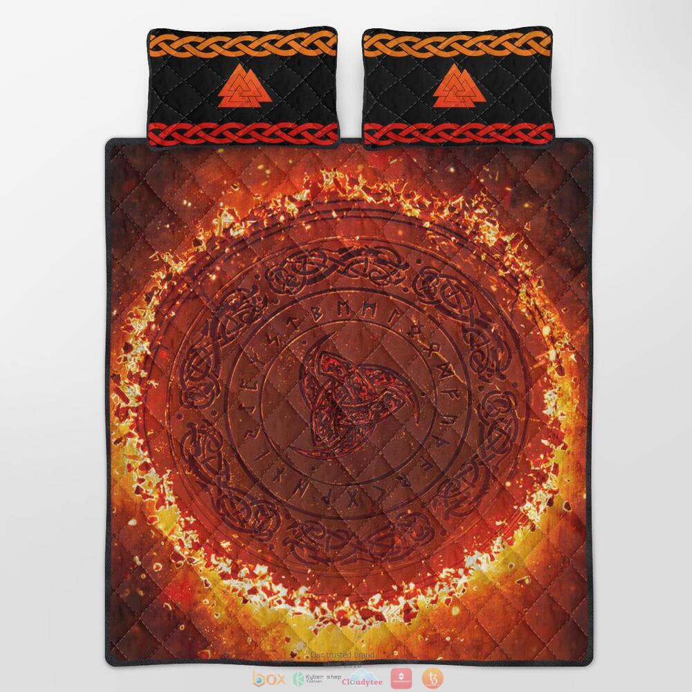 Vegvisir Valknut Red Quilt Bedding Set