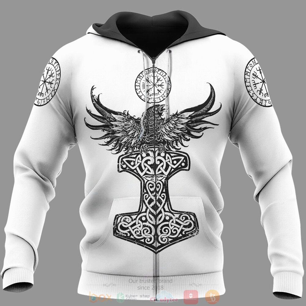 Vegvisir Yggdrasil Raven Hammer jersey shirt, hoodie 2 Vegvisir Yggdrasil Raven Hammer 3d shirt hoodie 1