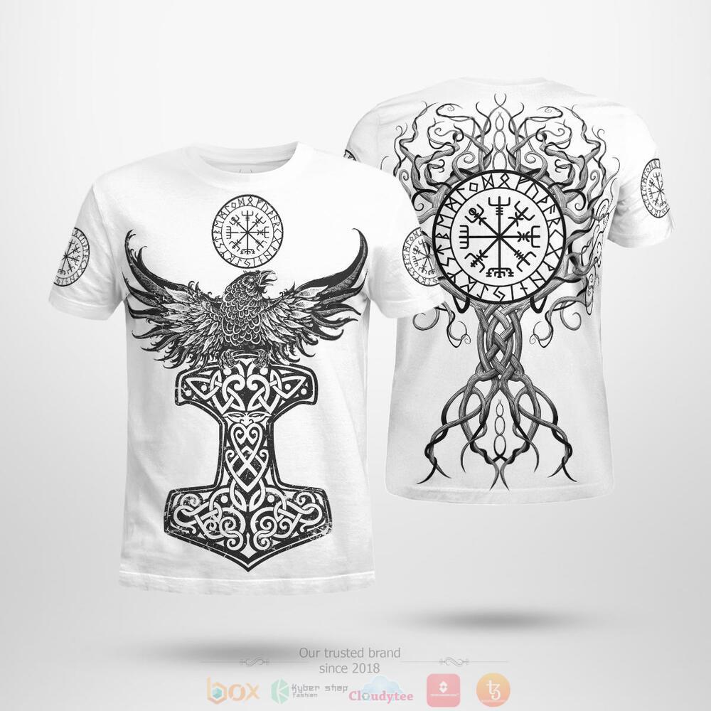 Vegvisir Yggdrasil Raven Hammer jersey shirt, hoodie 3 Vegvisir Yggdrasil Raven Hammer 3d shirt hoodie 1 2