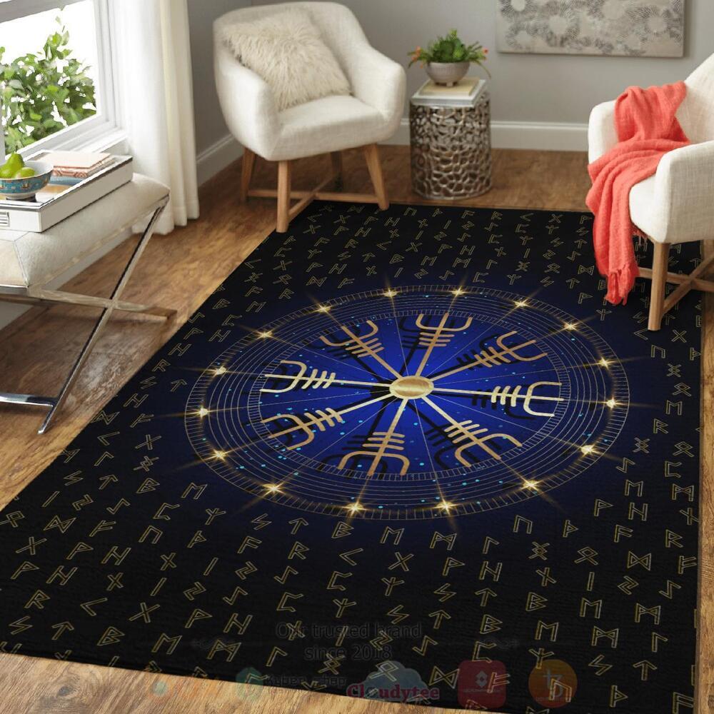 Vegvisir and Rune Ver1 Viking Area Rug