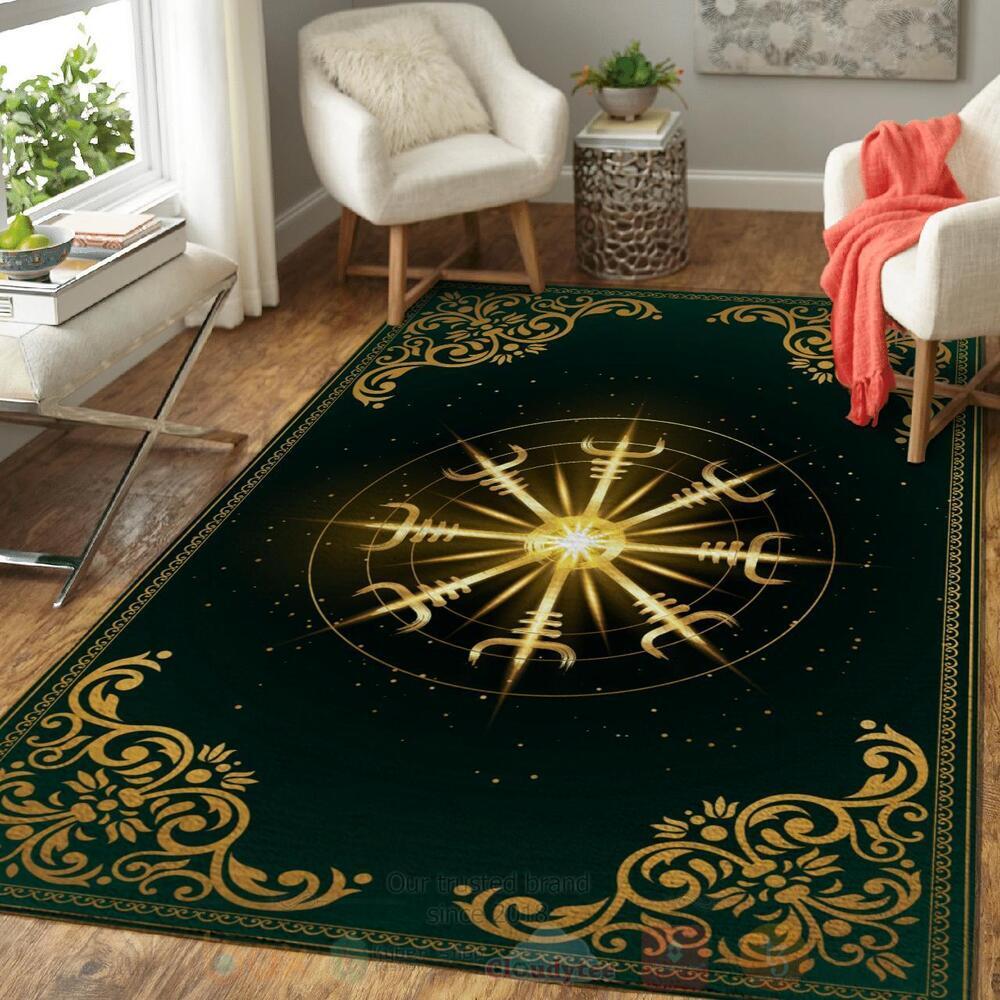 Vegvisir and Rune Ver2 Viking Area Rug