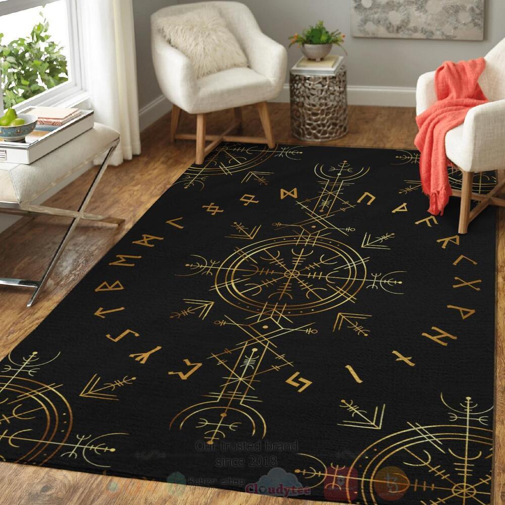 Vegvisir and Rune Ver3 Viking Area Rug