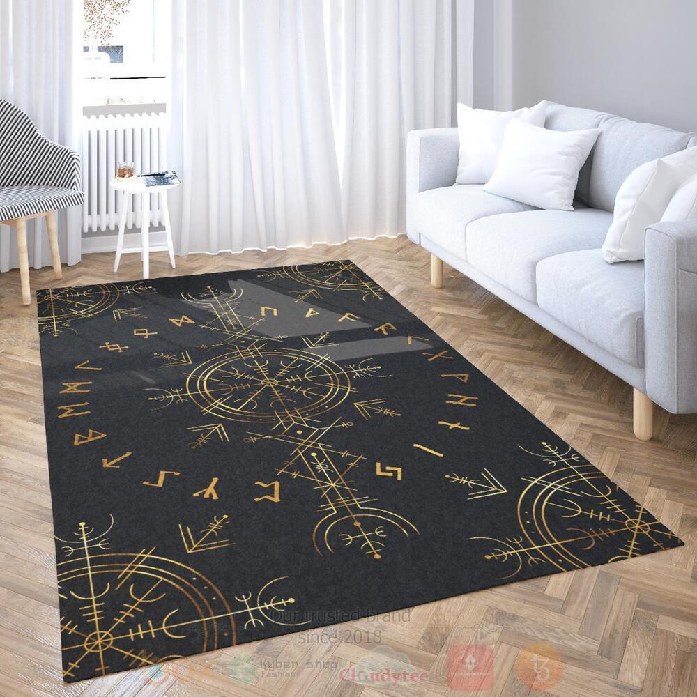 Vegvisir and Rune Ver3 Viking Area Rug 1