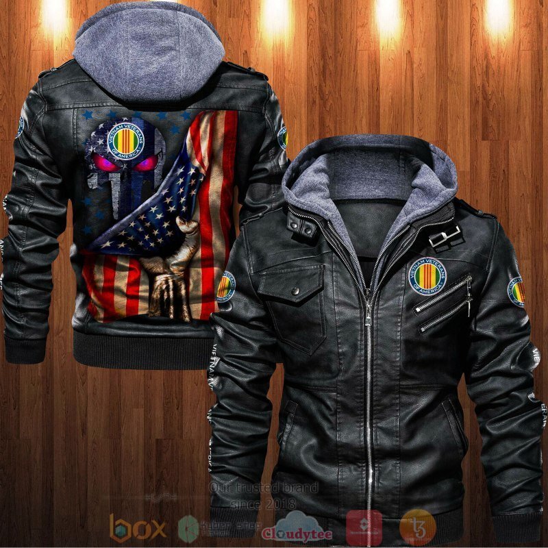 Vietnam Veterans of America Flag Leather Jacket