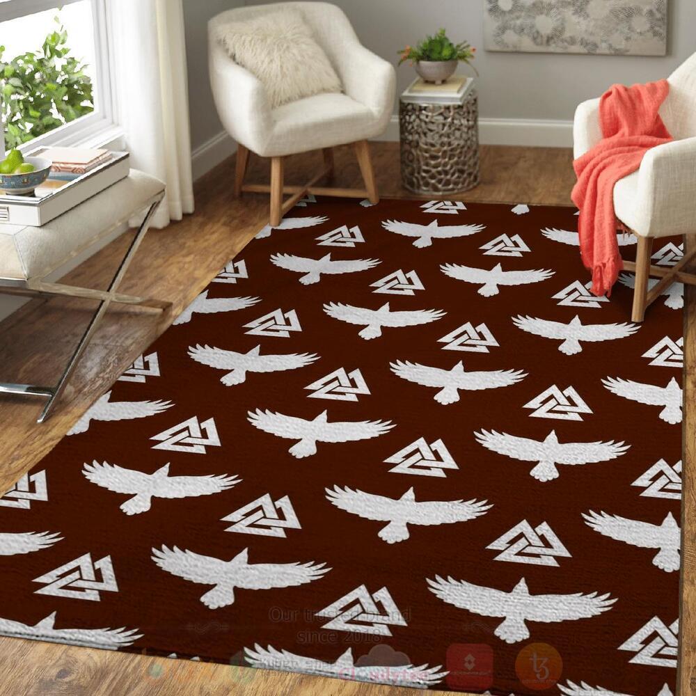 Viking Area Rug Raven Valknut Pattern