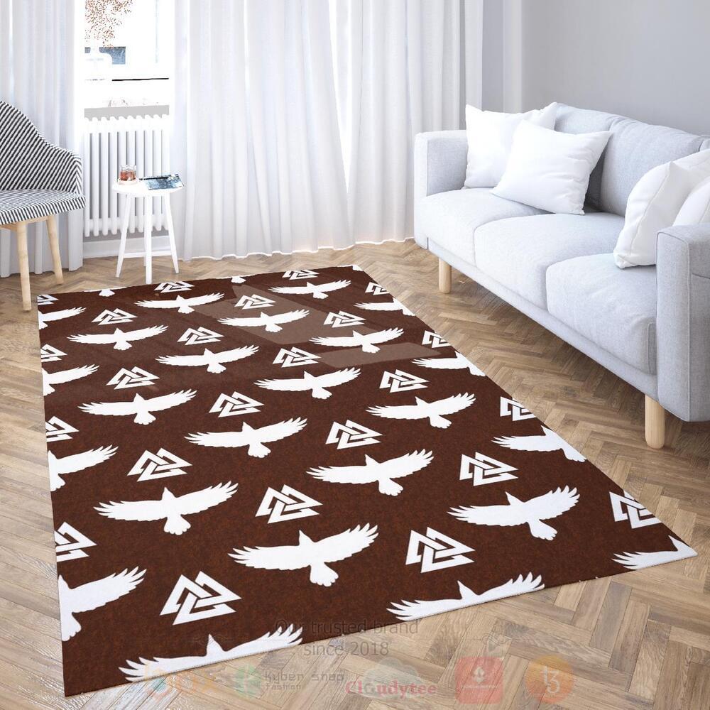 Viking Area Rug Raven Valknut Pattern 1