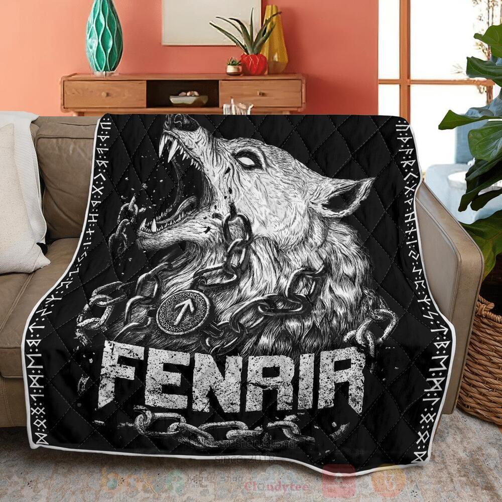 Viking Fenrir And Rune Ver1 Quilt
